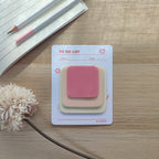 Fogli adesivi s-note, rosa giallo, su piano legno chiaro, fiore  quaderno, BECCA