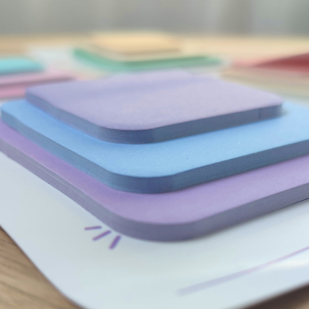 Zoom fogli adesivi s-note, viola azzurro, BECCA
