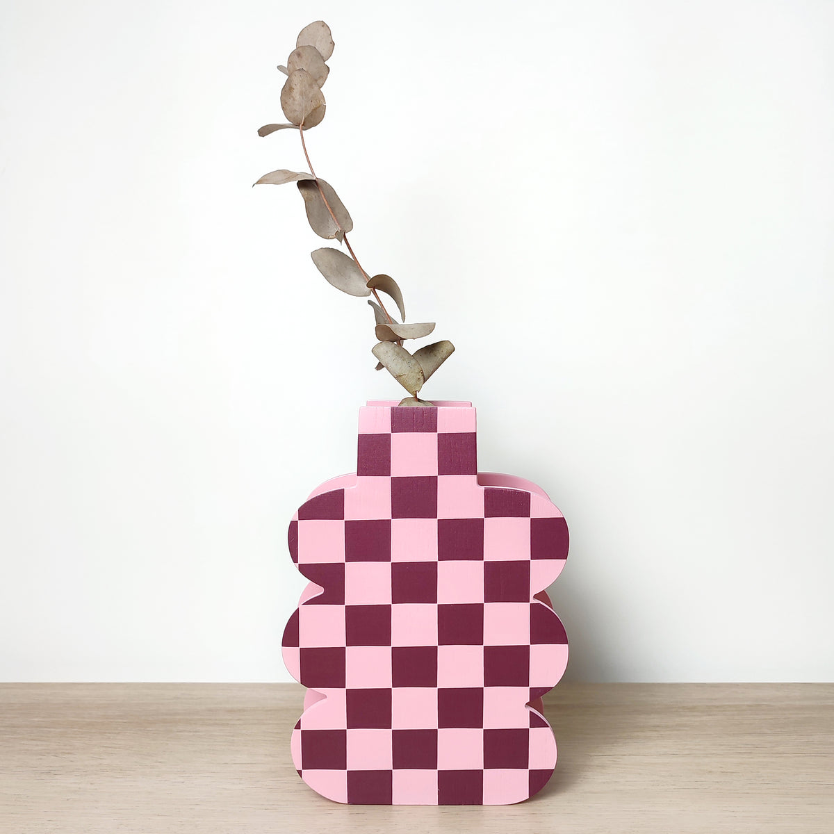 vaso in legno PINK CHECK
