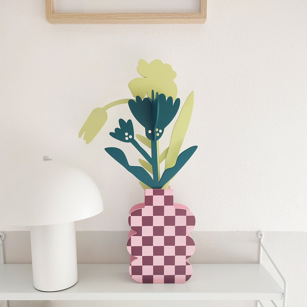 vaso in legno PINK CHECK