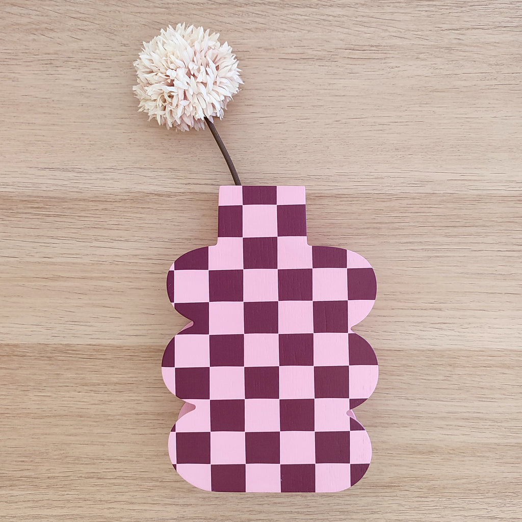 vaso in legno PINK CHECK