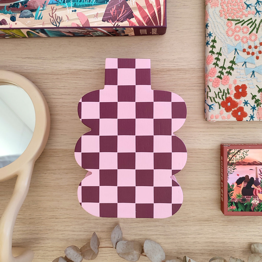 vaso in legno PINK CHECK
