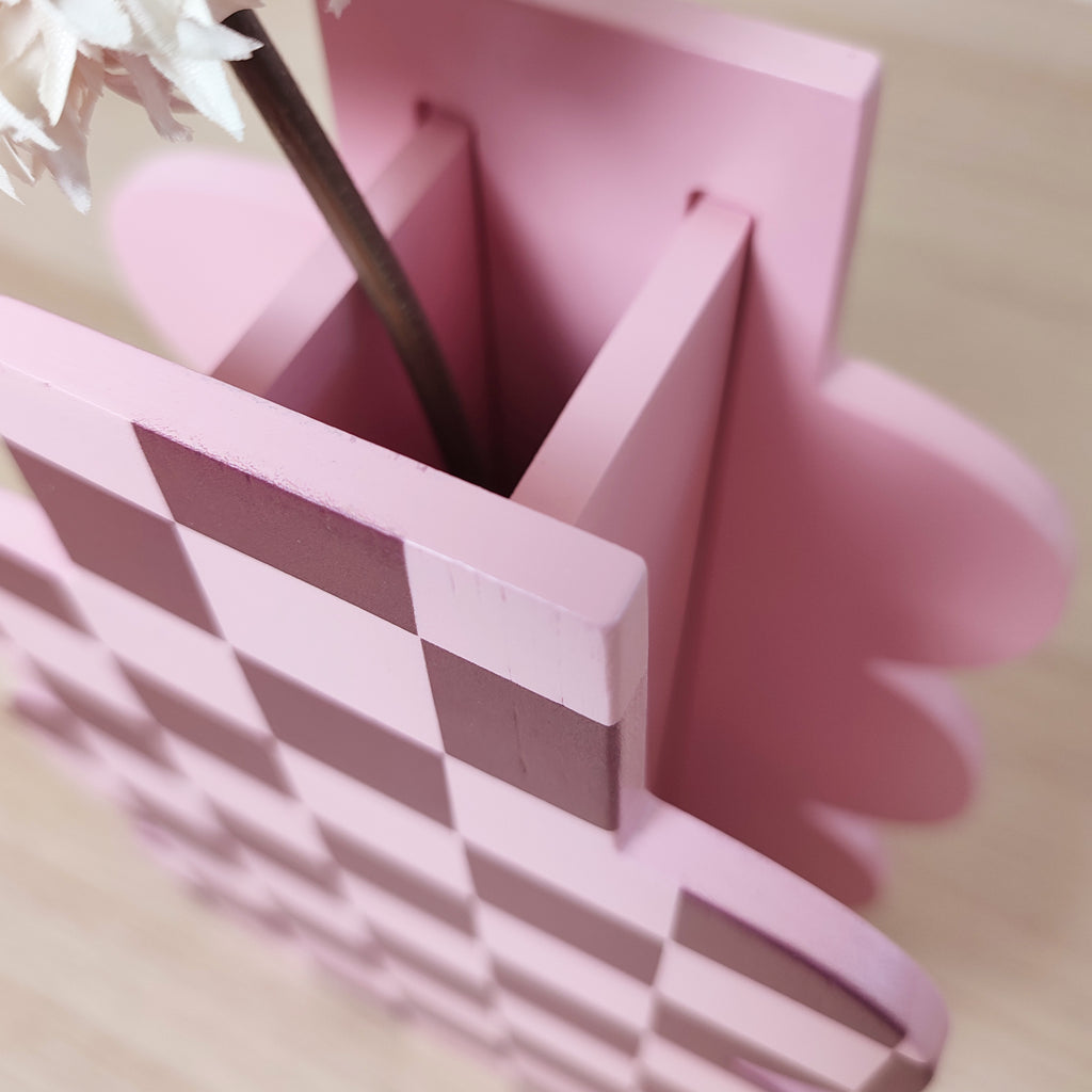vaso in legno PINK CHECK