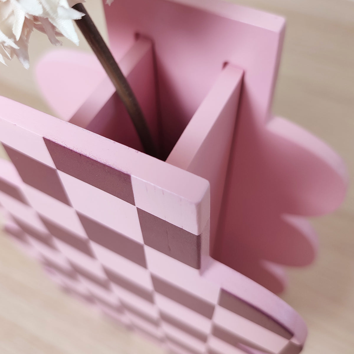 vaso in legno PINK CHECK