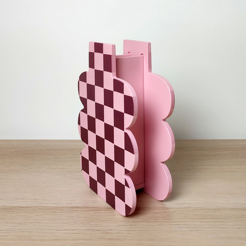 vaso in legno PINK CHECK