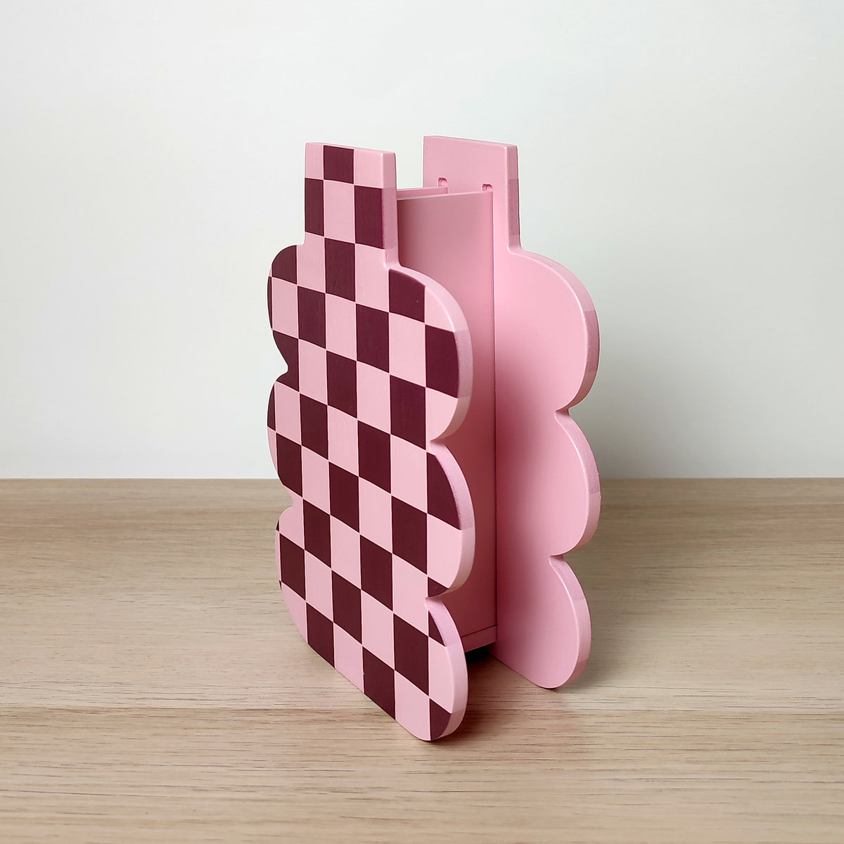 vaso in legno PINK CHECK