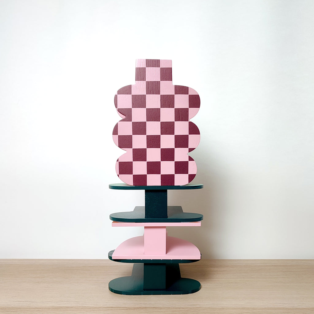 vaso in legno PINK CHECK