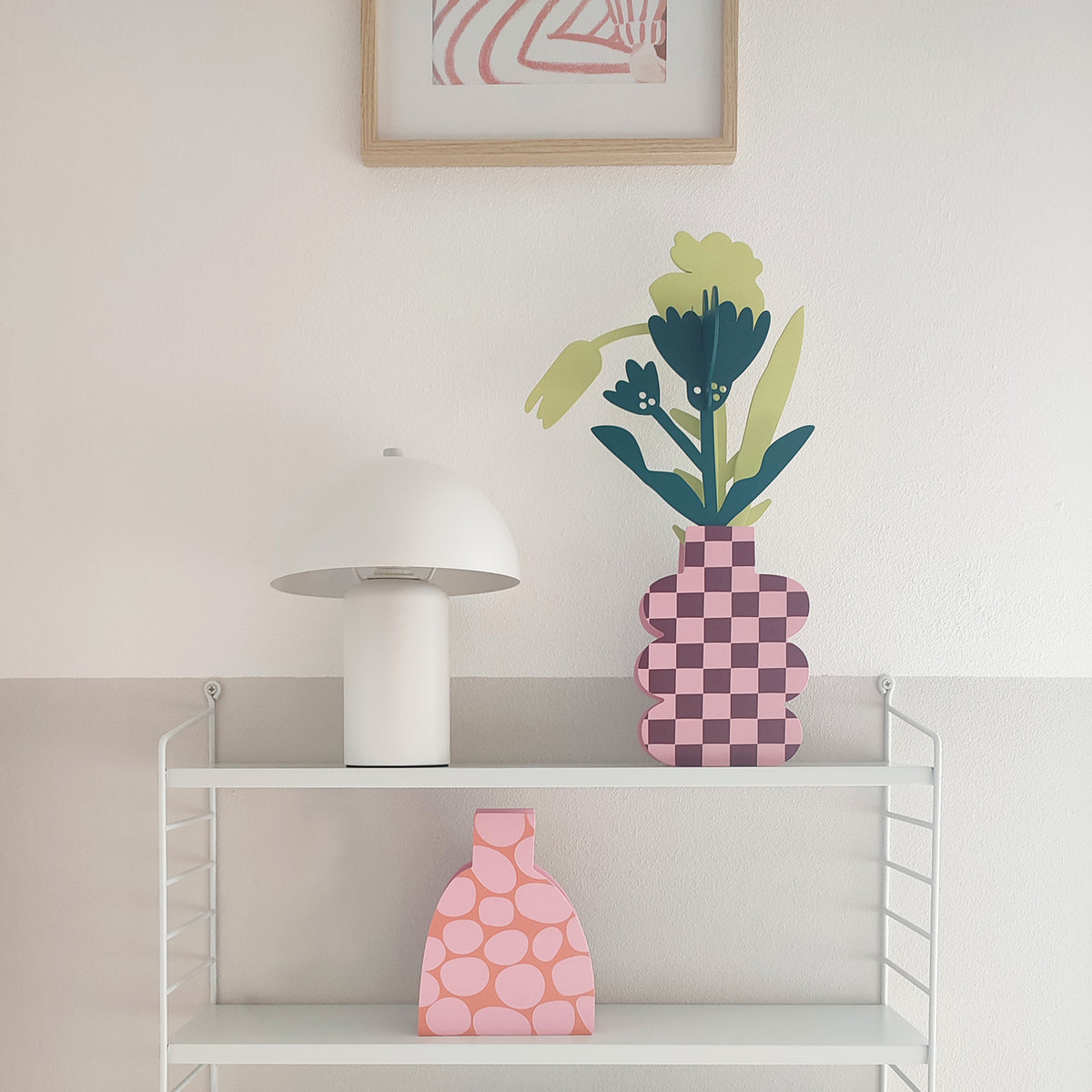 vaso in legno PINK CHECK