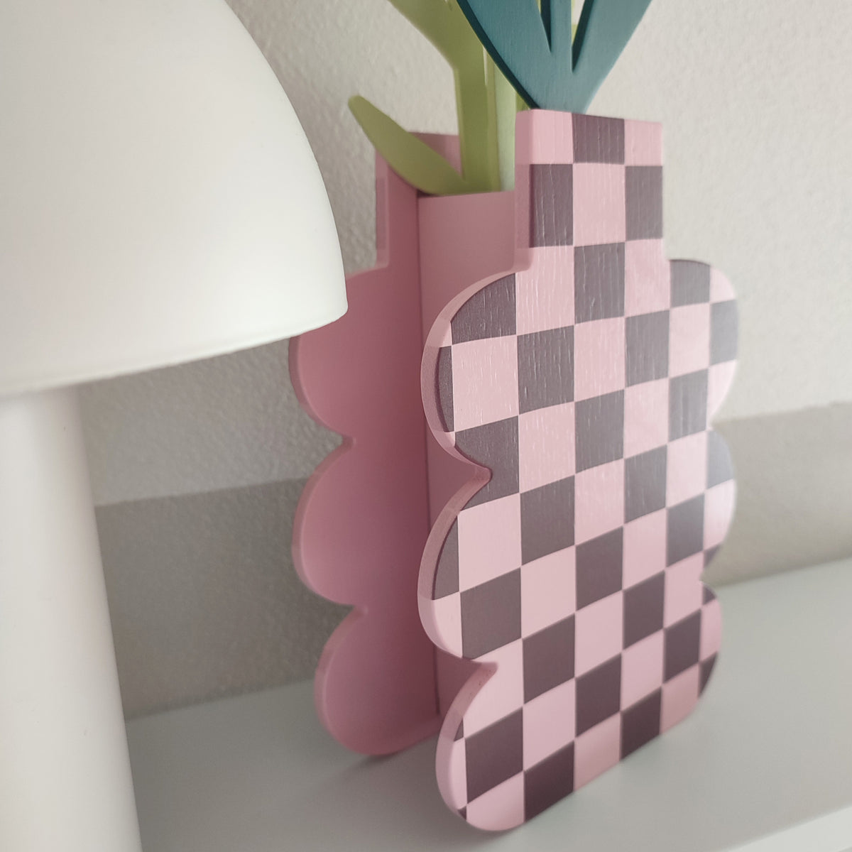 vaso in legno PINK CHECK