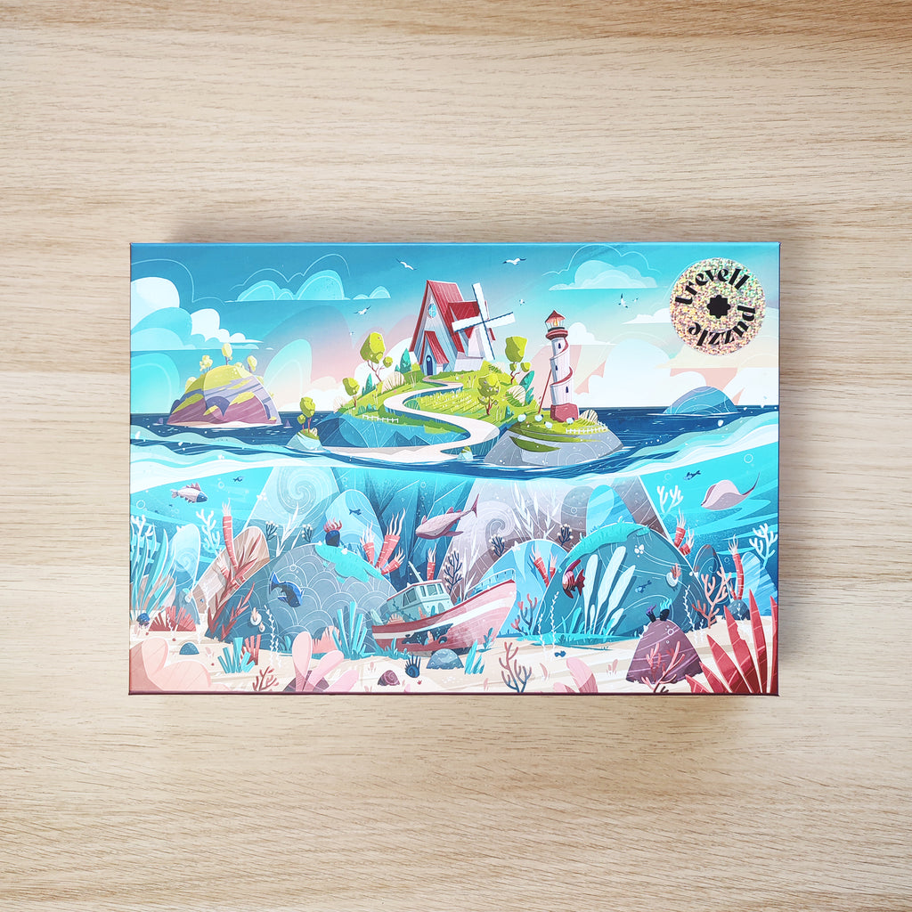 Puzzle Seul Au Monde di Trevell completato, illustrazione di Etienne Péran sul tema del viaggio, BECCA