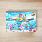 Puzzle Seul Au Monde di Trevell completato, illustrazione di Etienne Péran sul tema del viaggio, BECCA