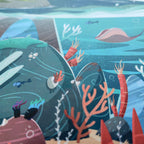 Dettaglio dell'illustrazione del puzzle Seul Au Monde, illustrazione con colori brillanti. BECCA