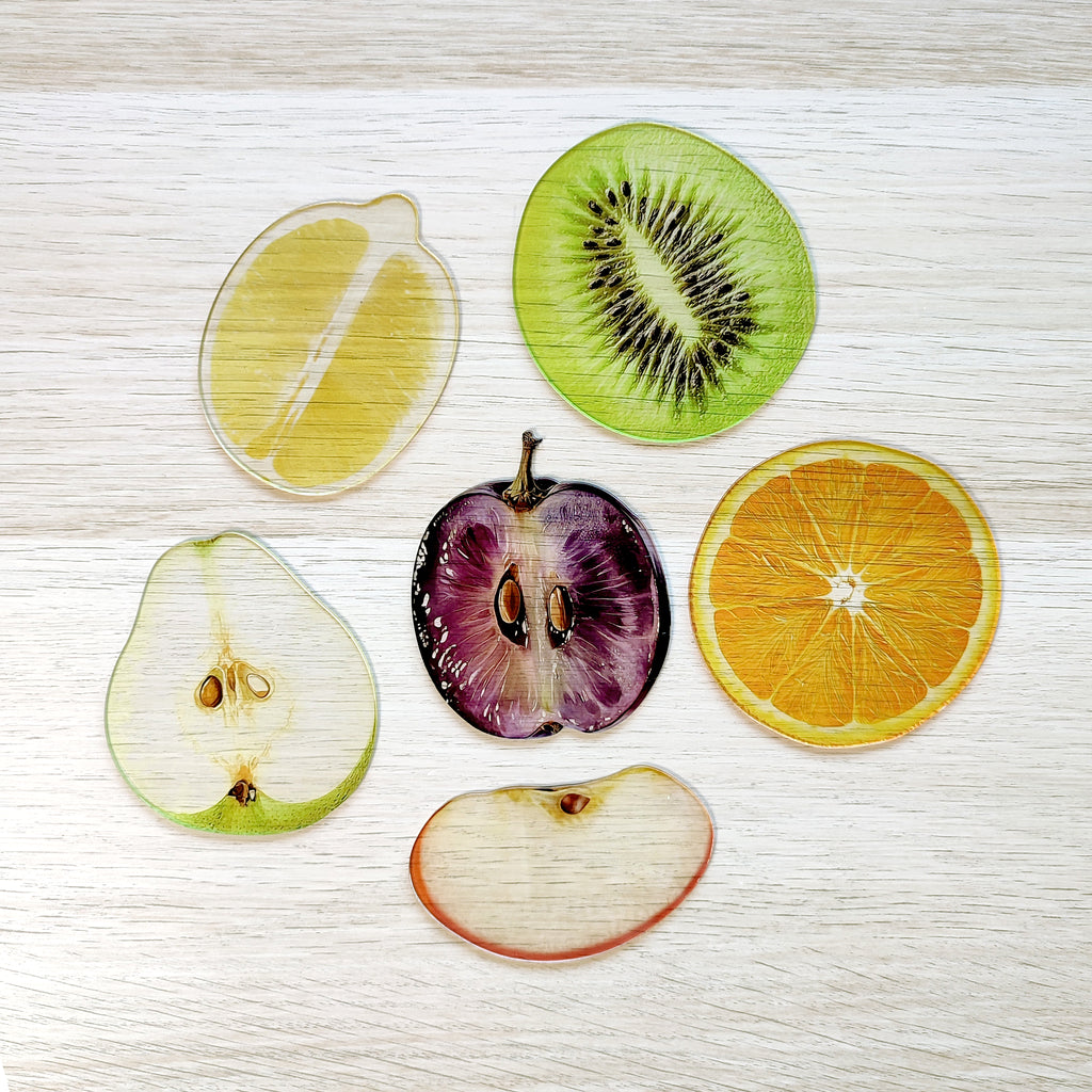 Gruppo segnalibro fruit, su piano in legno chiaro, BECCA