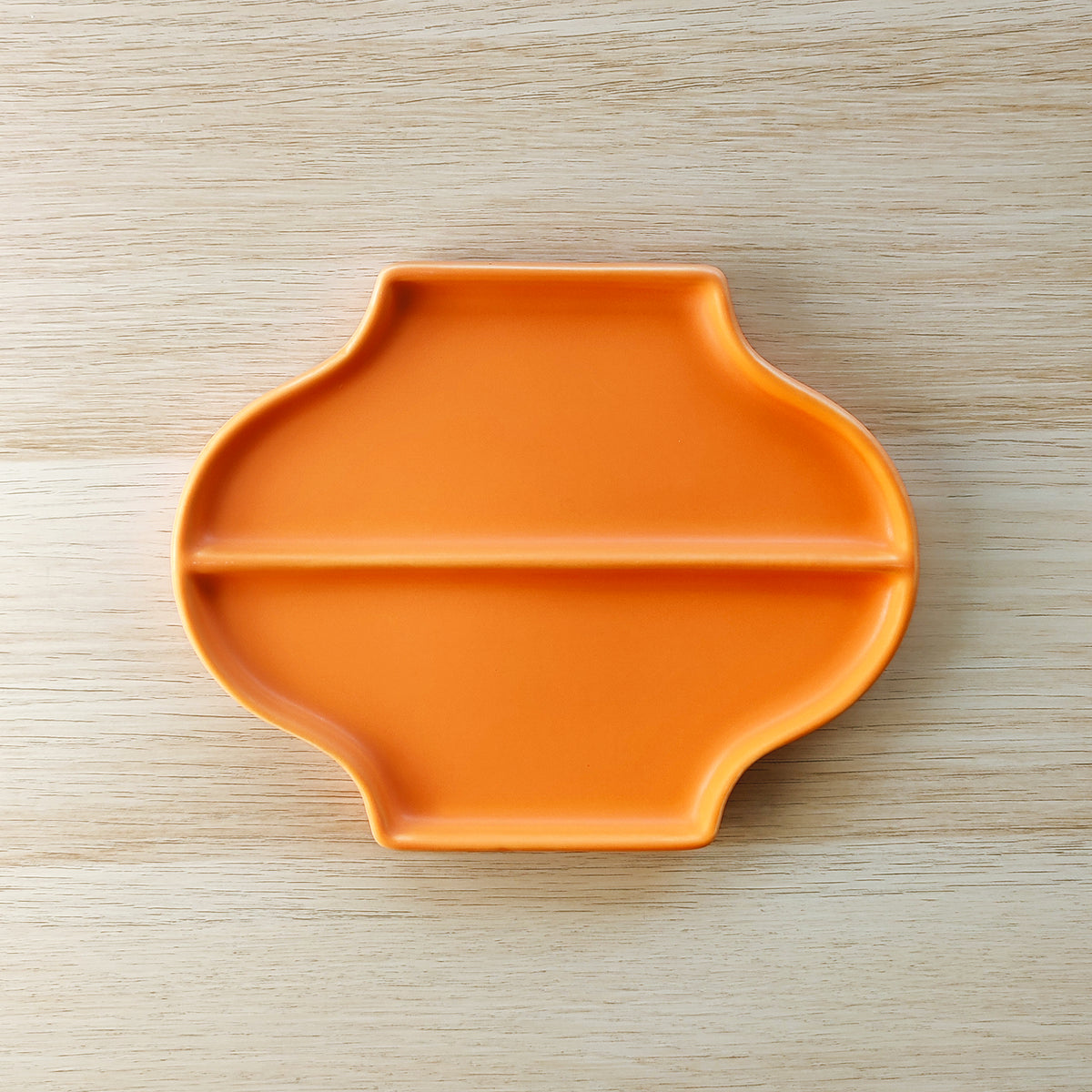 Vassoio decorativo Jewe, in ceramica, arancione, vista dall'alto, BECCA