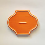 Vassoio decorativo Jewe, in ceramica, arancione, dettaglio del retro, BECCA